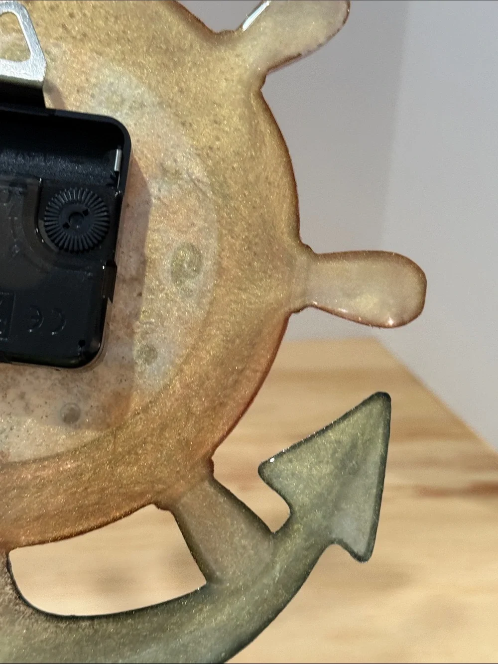 Coastal Ship Wheel Wall Clock in Copper and Teal